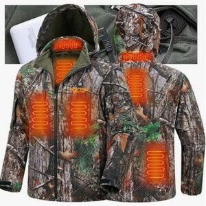 NEW VIEW Men's Heated Jacket with 10000mAh Battery Pack Tree Camo XXL